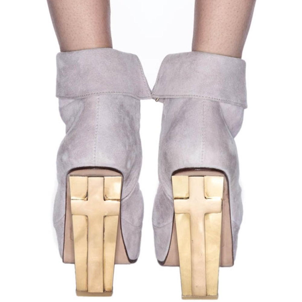 Friend of Mine Suede Cross Heel Boots